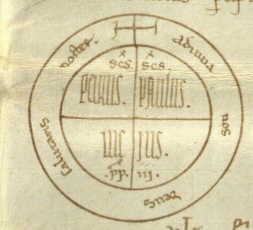 Rota aus einer Urkunde Papst Lucius' III. von 1184 Dez. 3
